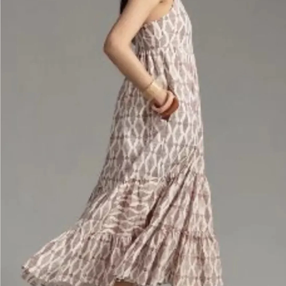 Anthropologie Square-Neck Tiered Midi Dress Size X-Large - Picture 2 of 9